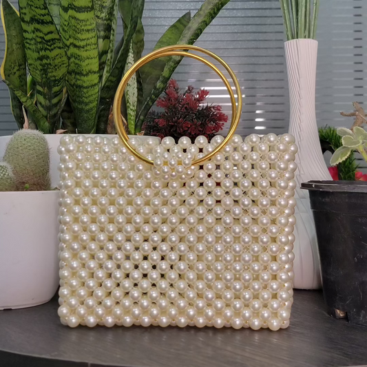 Round Handle Pearl Clutch