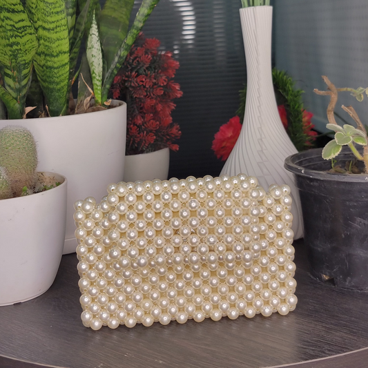 Pearl Beaded Box Clutch