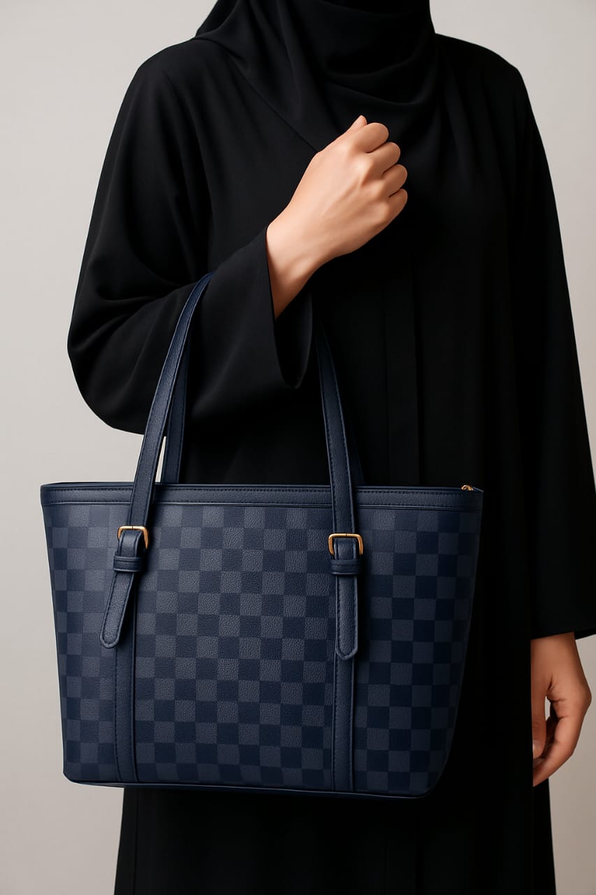 Checkered Tote Bag – Large Capacity Shoulder Handbag for Women
