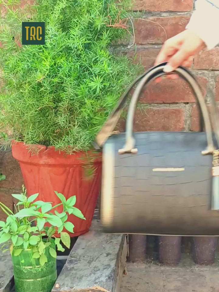 Luxurious Croc-Embossed Barrel Bags